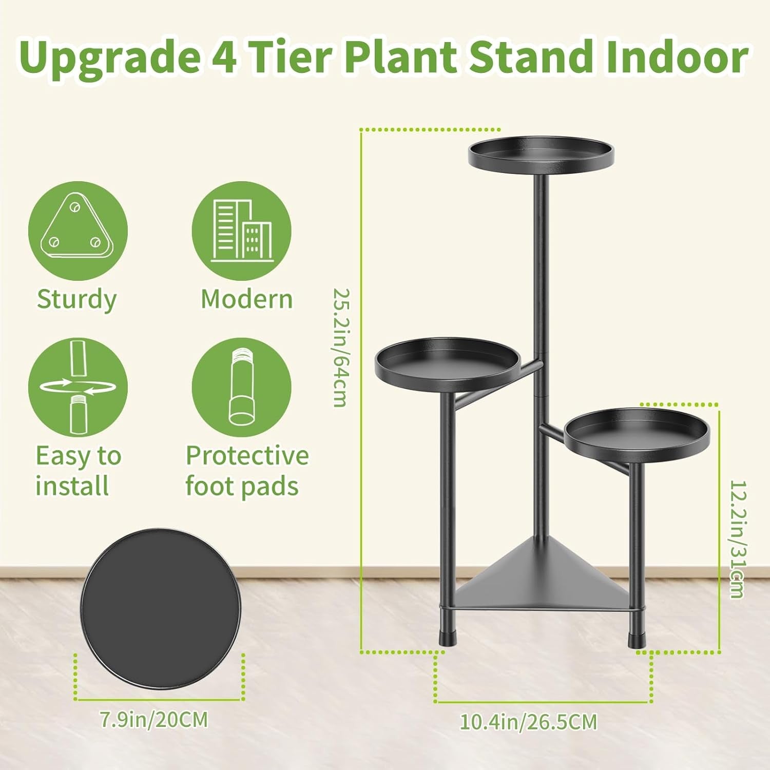 4 Tier Metal Corner Plant Stand Indoor Outdoor Flower Display Rack Black