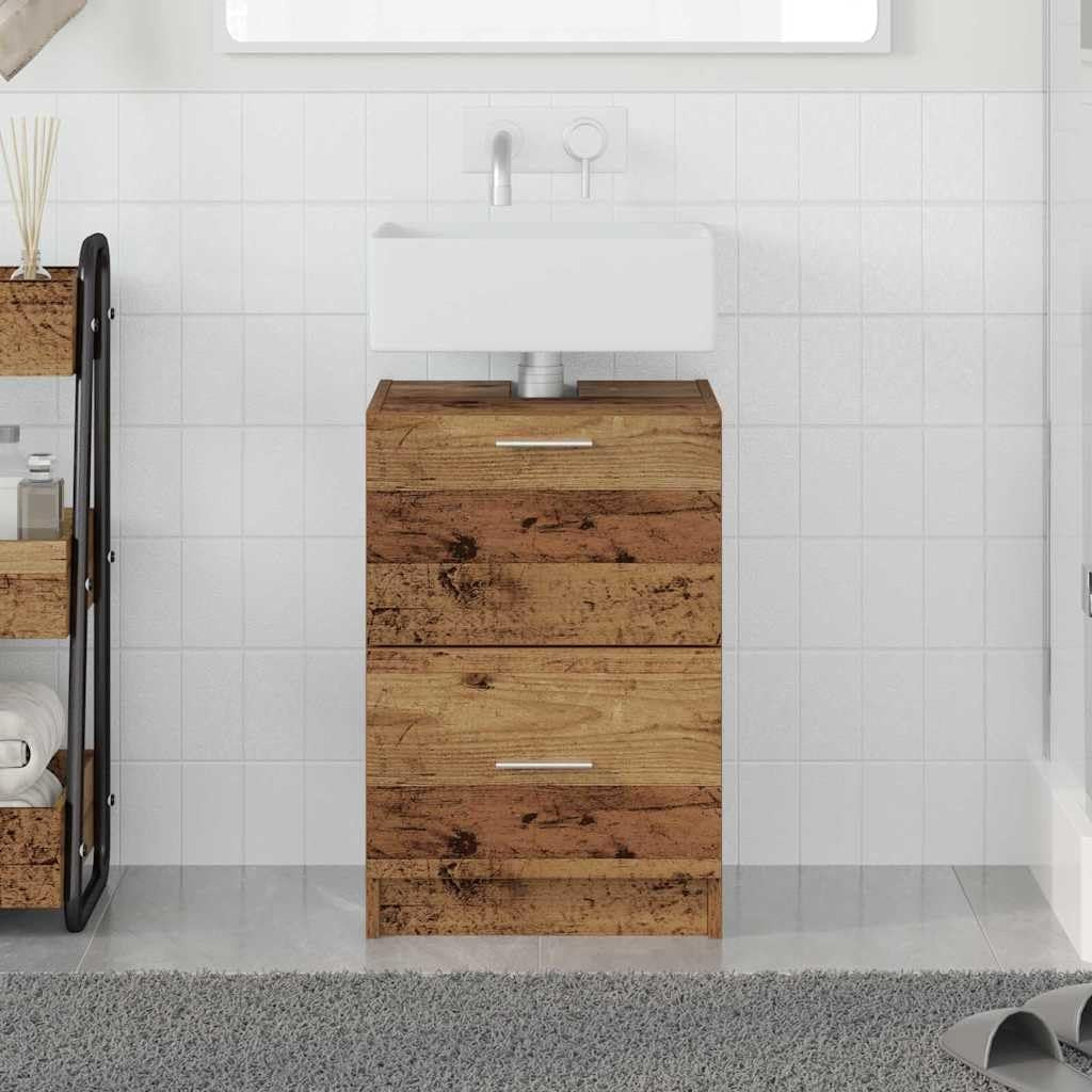 Rustic Bathroom Sink Cabinet 40x37x59cm Wooden Under Sink Storage Unit