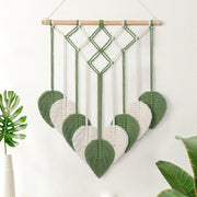Green Boho Macrame Wall Hanging 20.8"x15.7" Tassel Tapestry