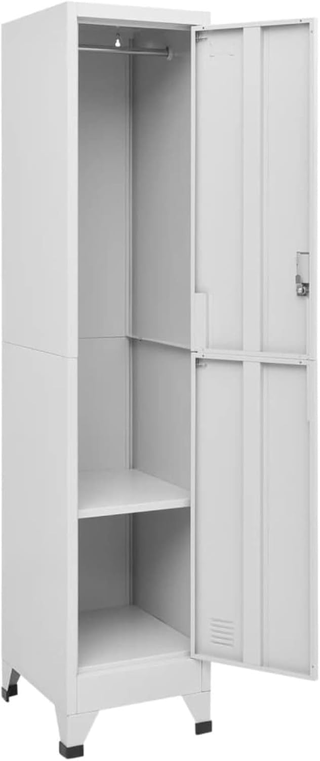 Grey Metal Locker Cabinet 1 Door Lockable Storage Cupboard Office Gym 180cm