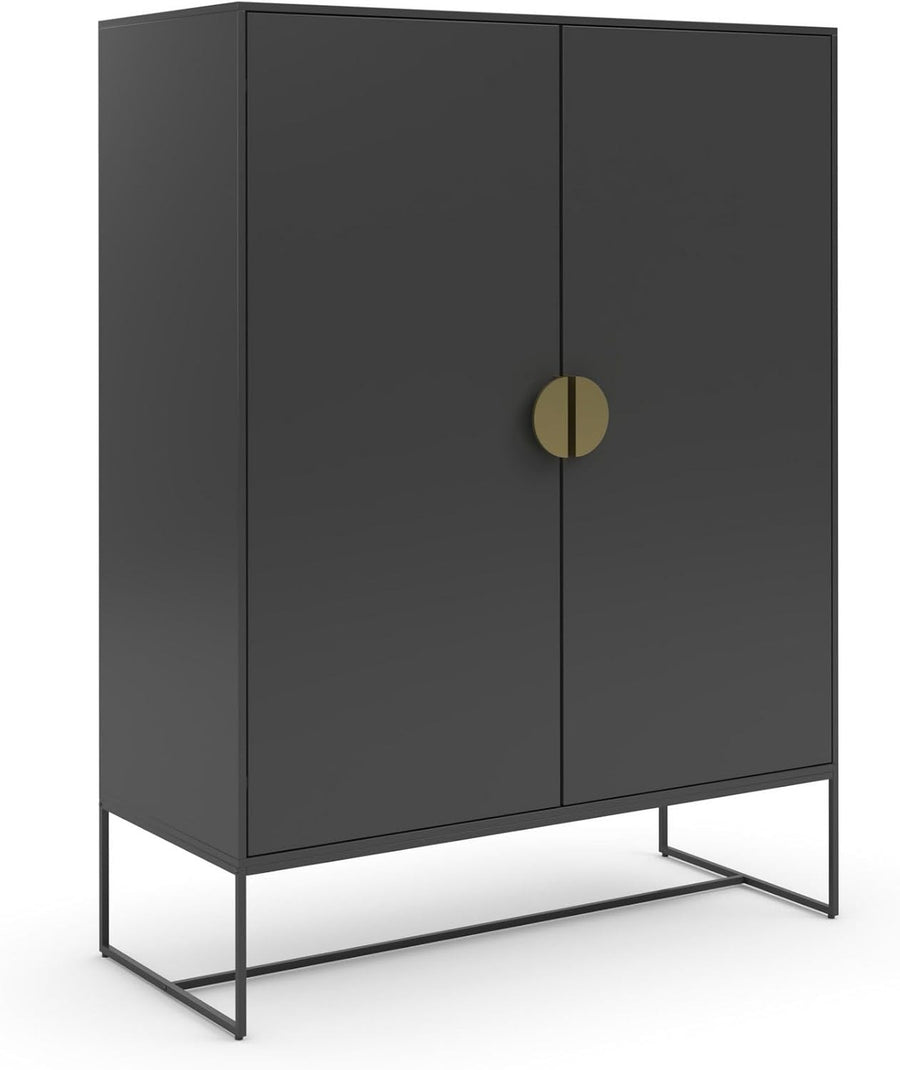 Extra Large Modern Cabinet with 2 Doors & Golden Handles, 40x90x125cm