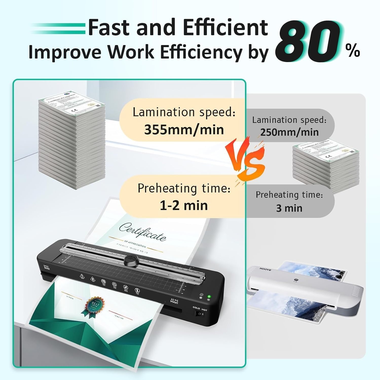 A3 Laminator Machine Hot Cold 5-in-1 Fast Warm Up Anti Jam + 30 Sheets