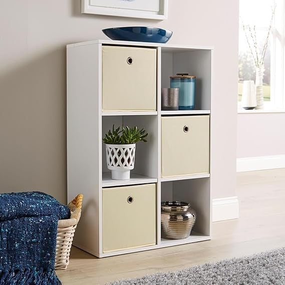 Modern 6-Cube Storage Shelf Unit – White Bookcase, Space-Saving Display Cabinet,