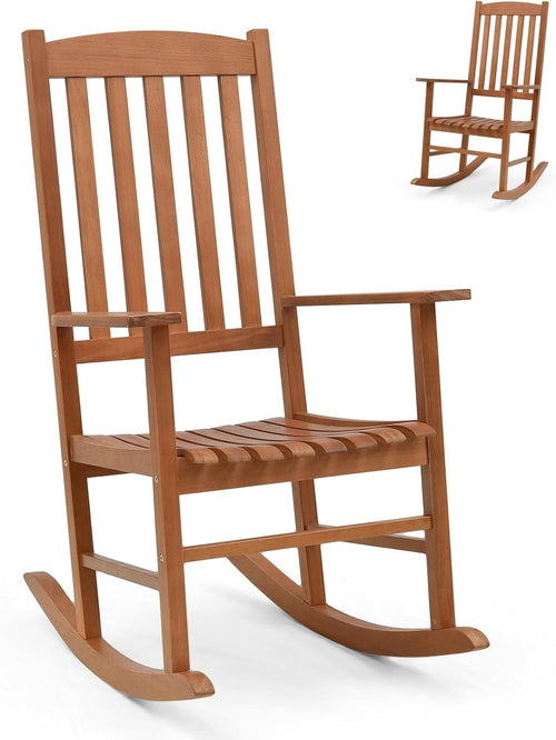 Wooden Garden Rocking Chair Outdoor Patio Seat High Back Armchair 68W