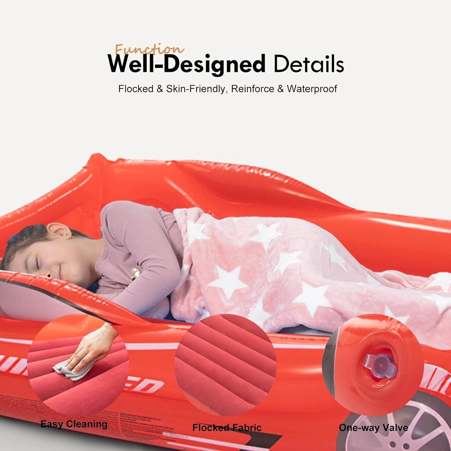 Toddler Inflatable Travel Bed with Safety Sides Kids Air Mattress Cot