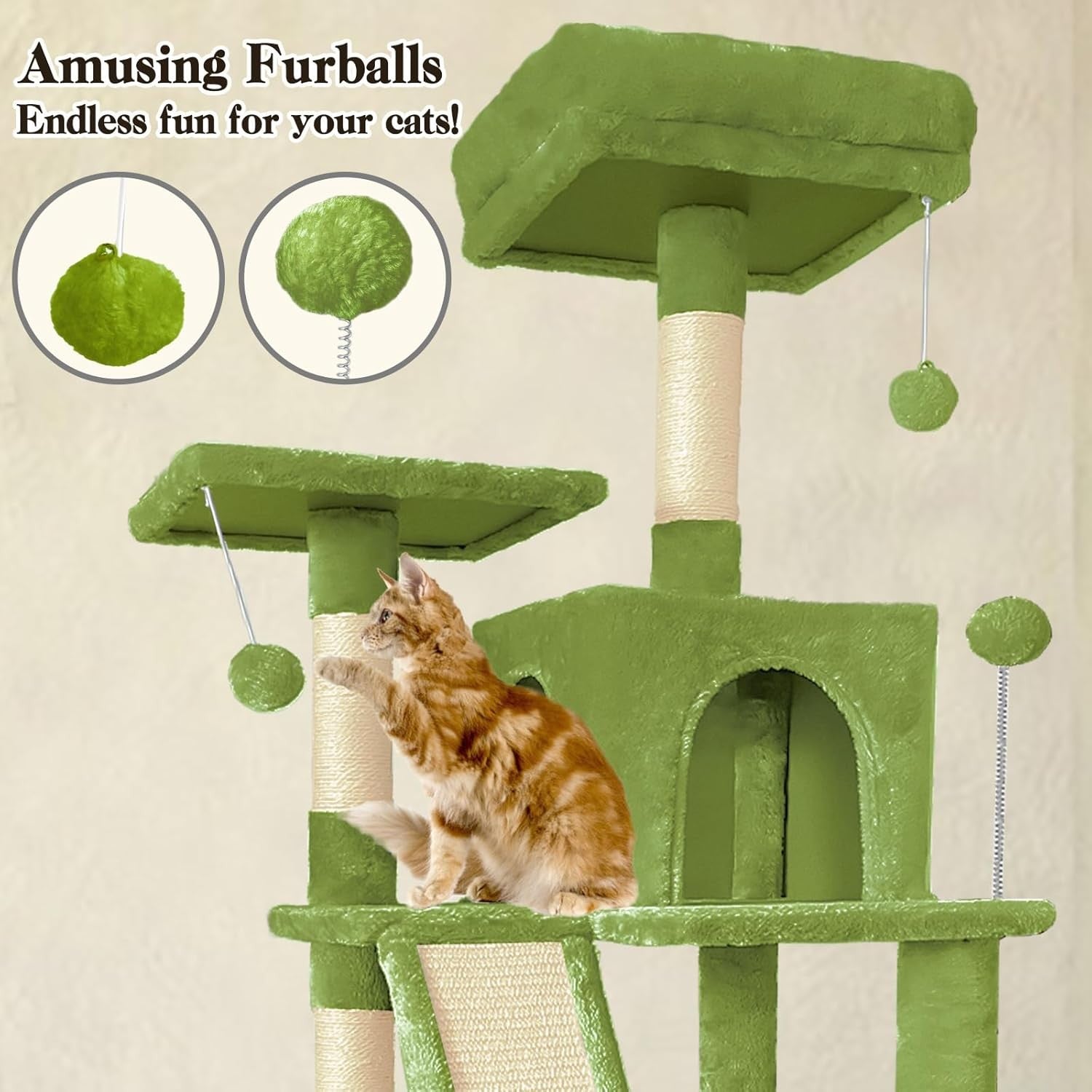 Large Cat Tree Tower 177cm Multi Level Hammock Sisal Scratching Posts