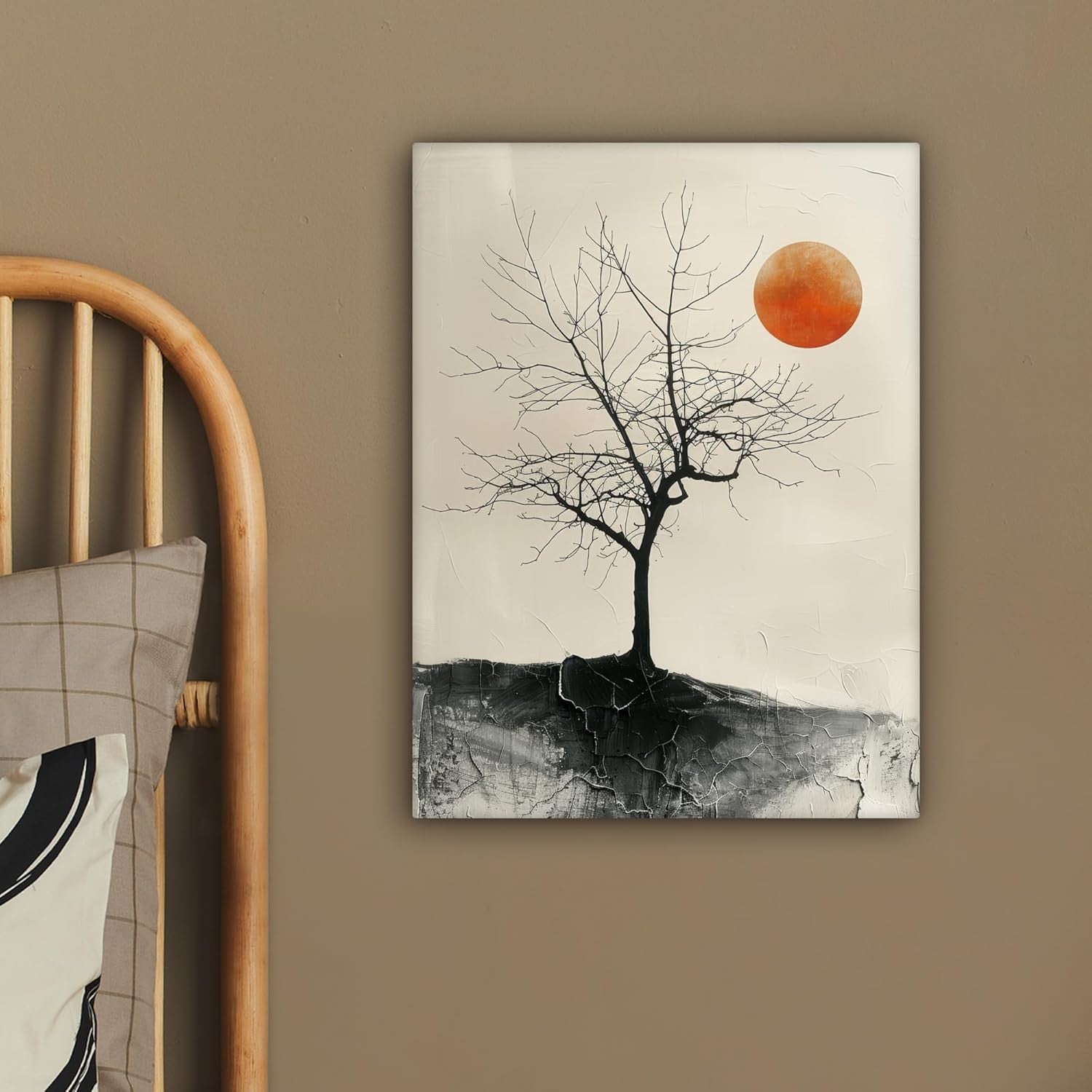 Tree Moon Canvas Wall Art 30x40cm Framed Modern Nature Print