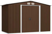 8x6FT Large Metal Garden Shed Outdoor Storage with Sliding Doors & 4 Air Vents