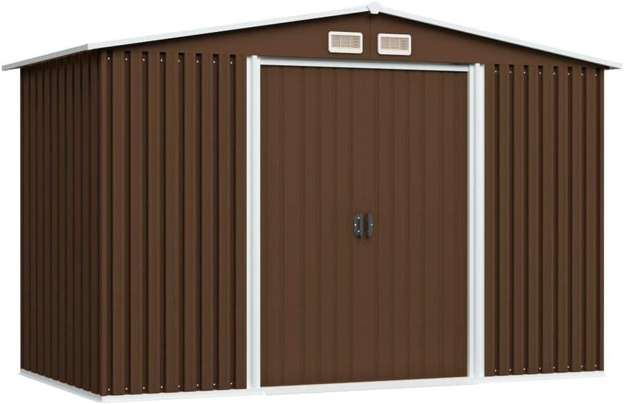 8x6FT Large Metal Garden Shed Outdoor Storage with Sliding Doors & 4 Air Vents
