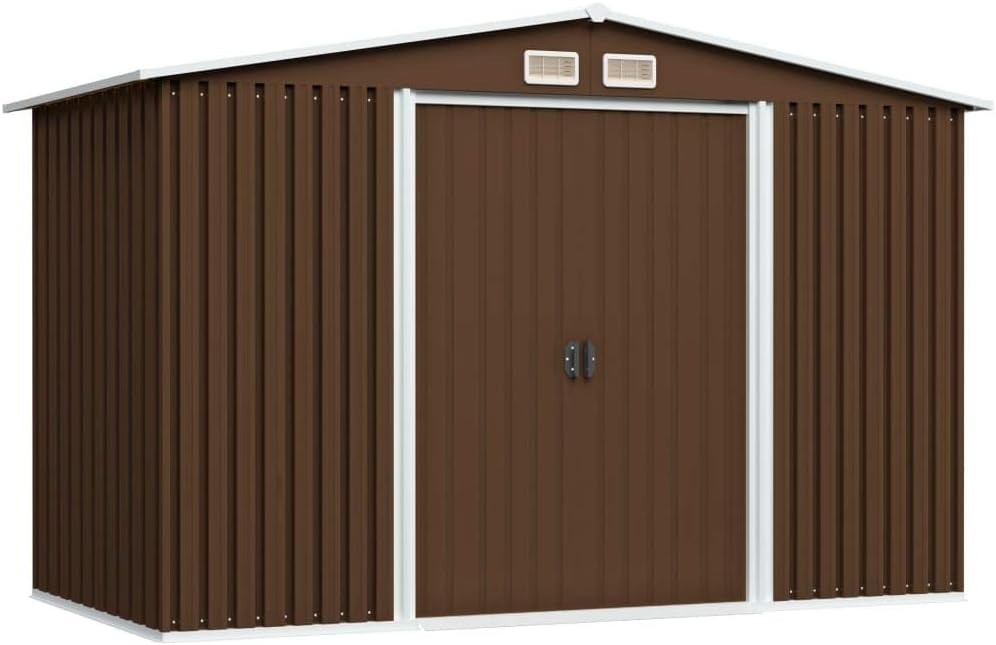 8x6FT Large Metal Garden Shed Outdoor Storage with Sliding Doors & 4 Air Vents