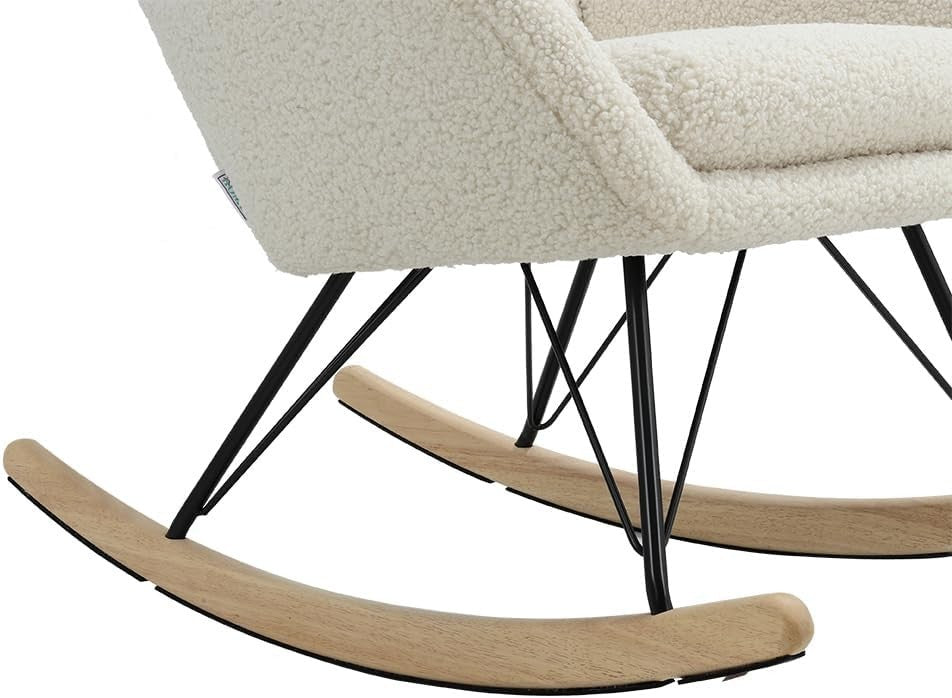 Cozy High Back Velvet Rocking Chair with Cushioned Seat & Durable Frame
