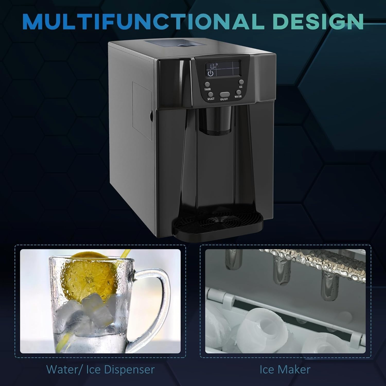 Ice Maker Machine Countertop 12kg 24H Water Dispenser Fast Ice 2 Sizes