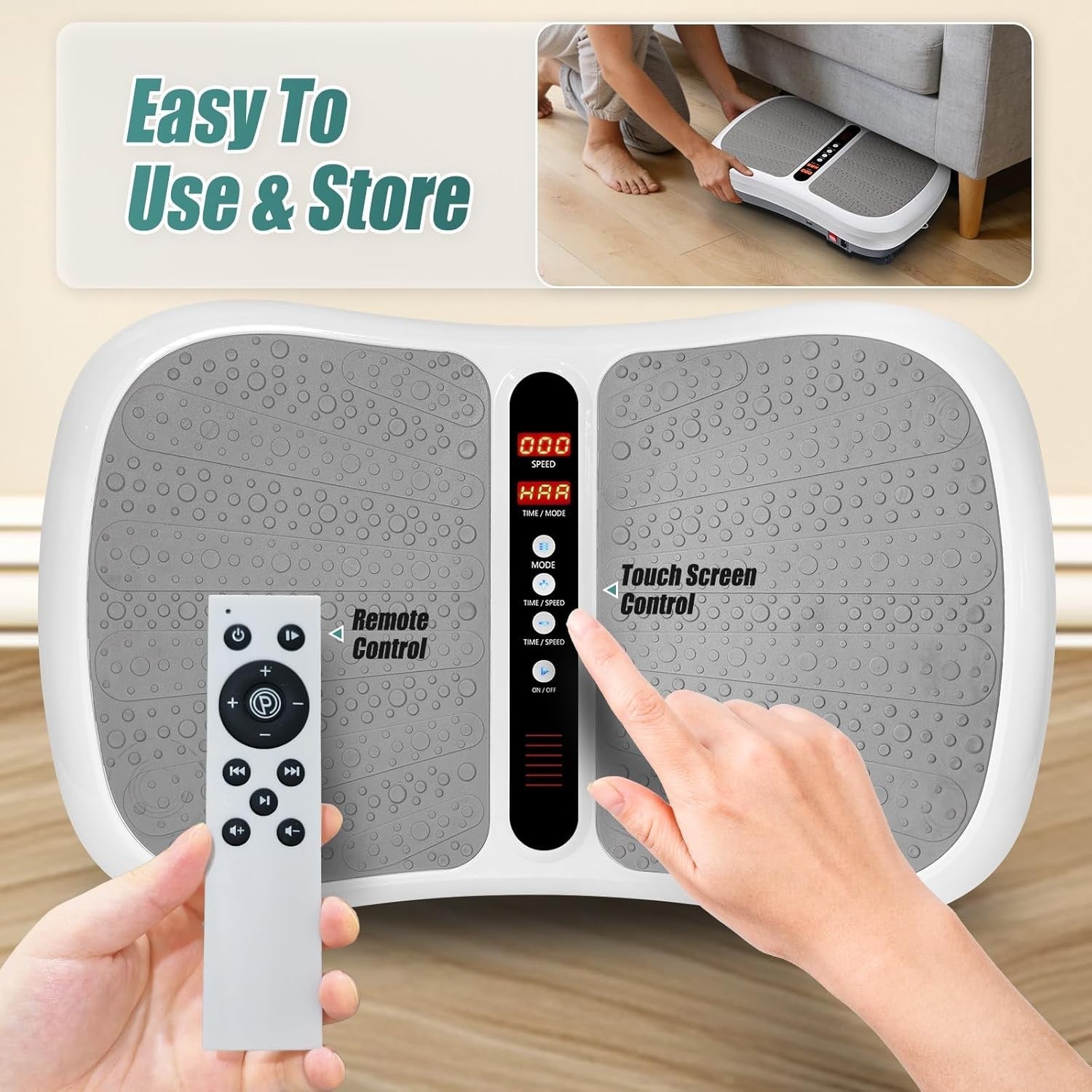 Portable Vibration Plate Exercise Machine Bluetooth Bands Whole Body Trainer