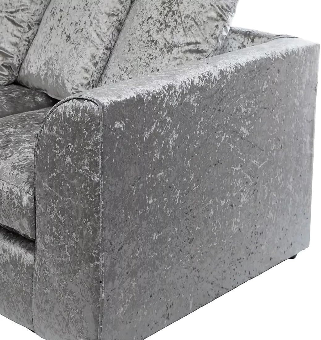 Luxury 4-Seater L Shape Corner Sofa Set - Crush Velvet, Scatter Back, Modern