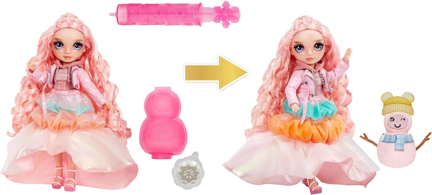 Winter Fashion Doll Pink 11in Magic Snow Outfit Snowman Set