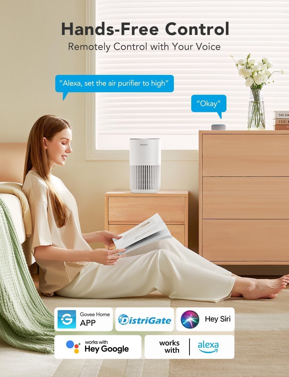 Mini Smart Air Purifier Bedroom HEPA Alexa App Control Quiet