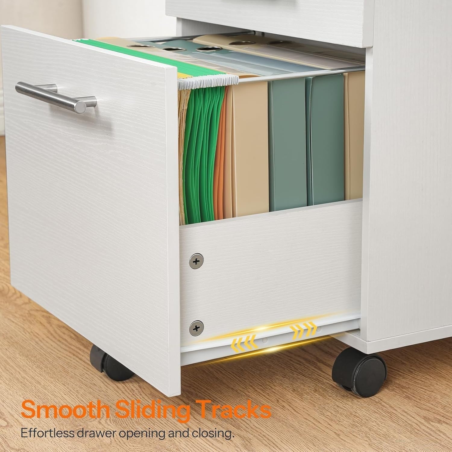 3 Drawer Mobile Filing Cabinet Rolling Office Storage Under Desk White