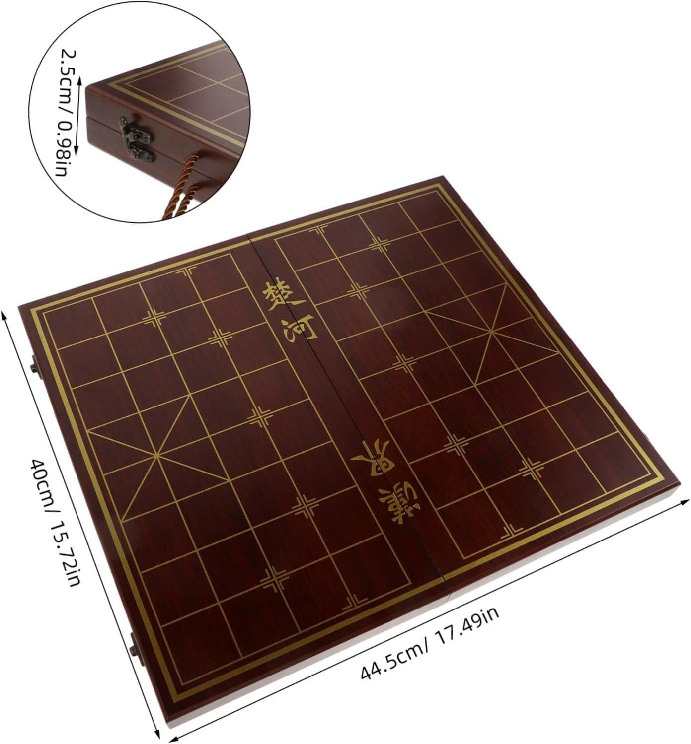 Portable Wooden Xiangqi Chess Board With Storage Box Travel Game