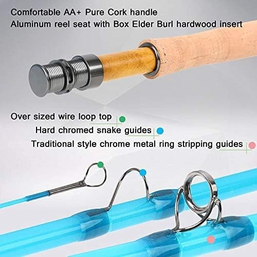 7-8.6ft Fiberglass Fly Fishing Rod Travel 3wt-8wt Blue Purple Orange