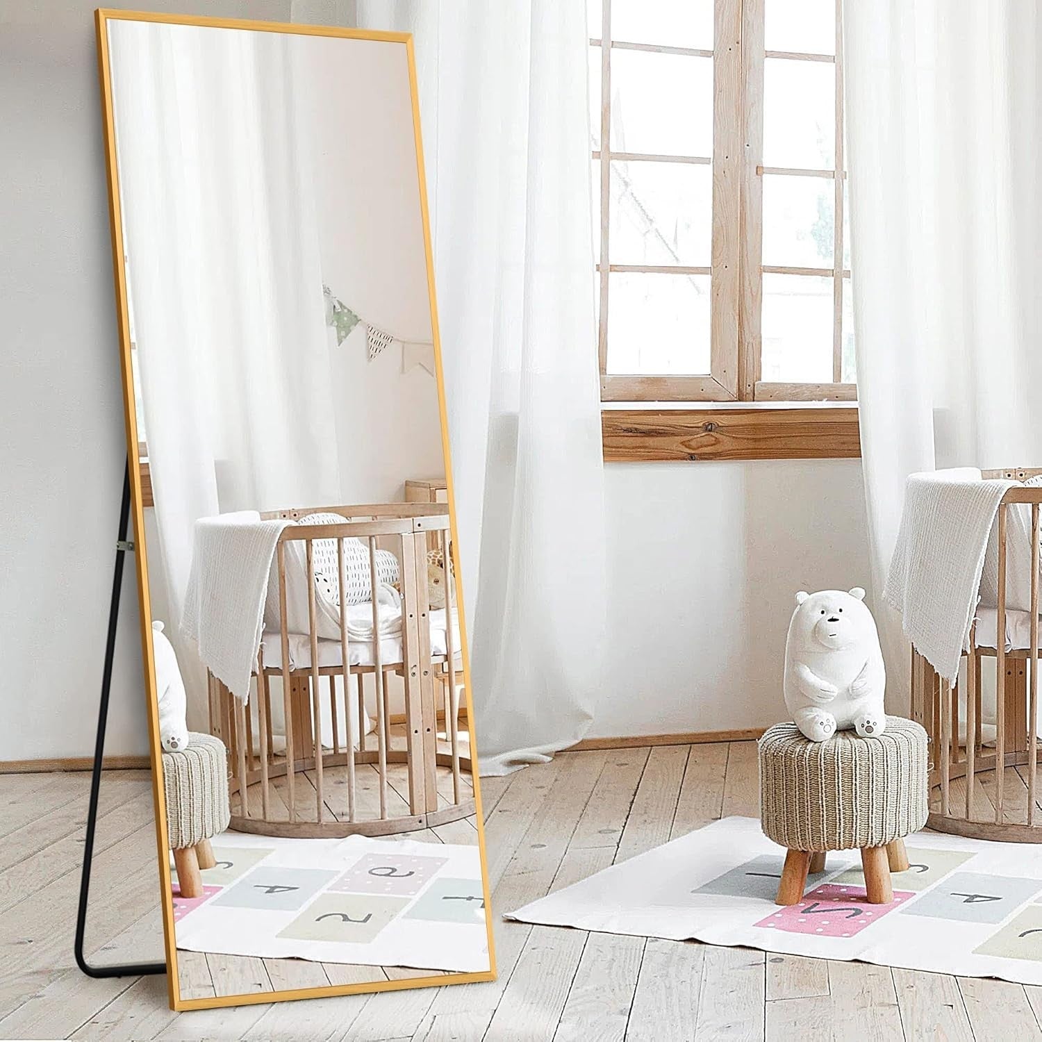 Full Length Floor Mirror 139x41cm Aluminum Frame Stand & Wall Mount