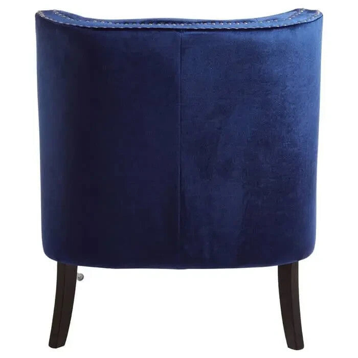 Blue Velvet Accent Armchair with Studs & Tufted Back | 200kg Support
