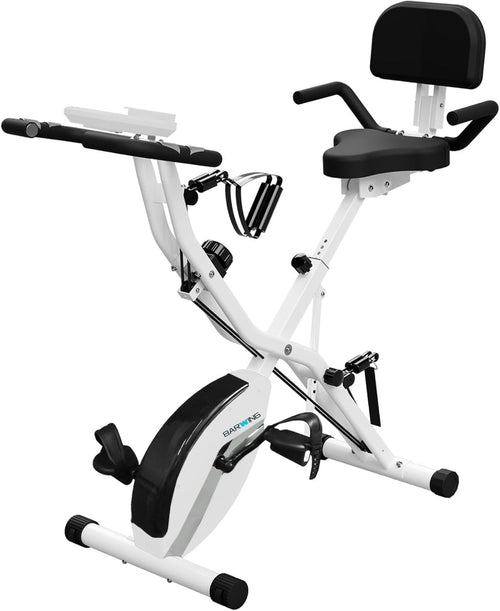 Foldable Magnetic Exercise Bike w/ LCD, Adjustable Seat, Backrest 300lb Capacity