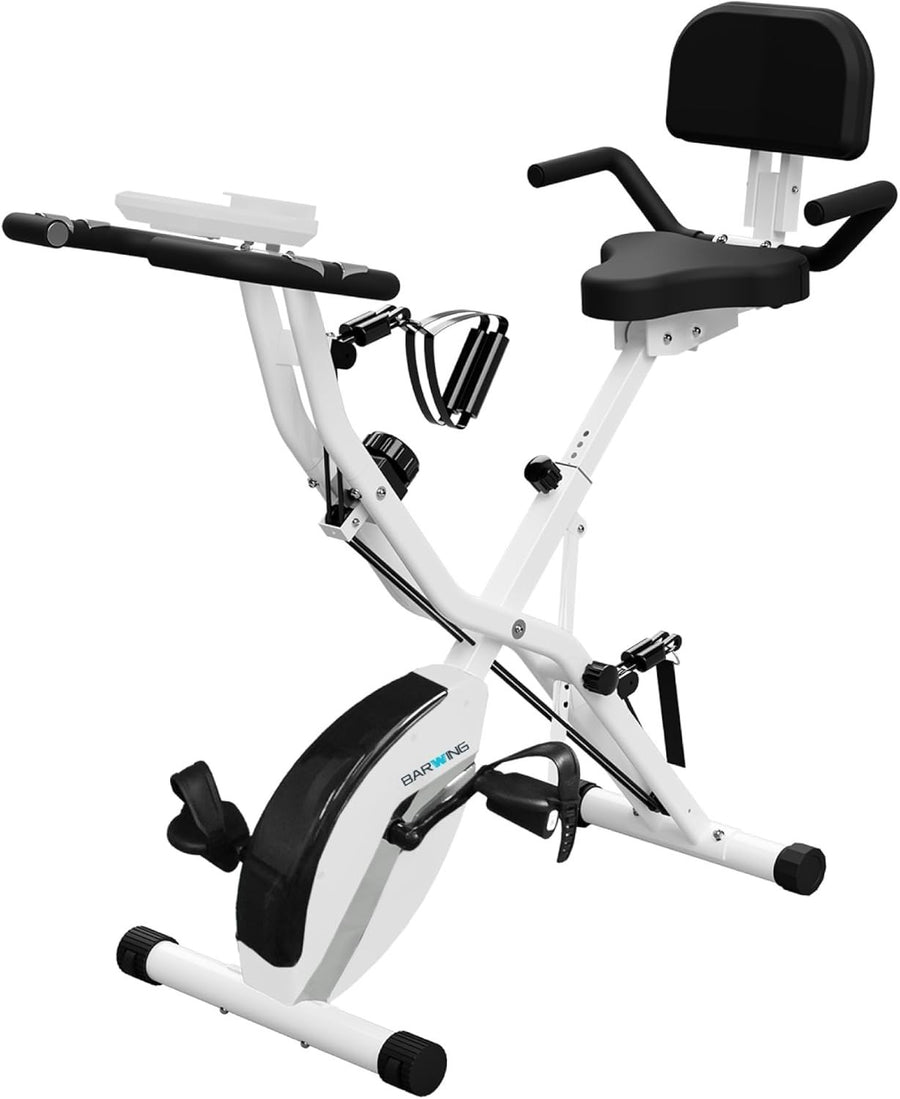 Foldable Magnetic Exercise Bike w/ LCD, Adjustable Seat, Backrest 300lb Capacity