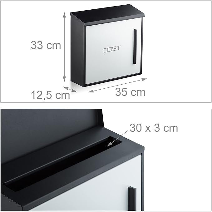 Wall Mounted Lockable Letterbox Steel DIN A4 Slot Weatherproof Modern Design