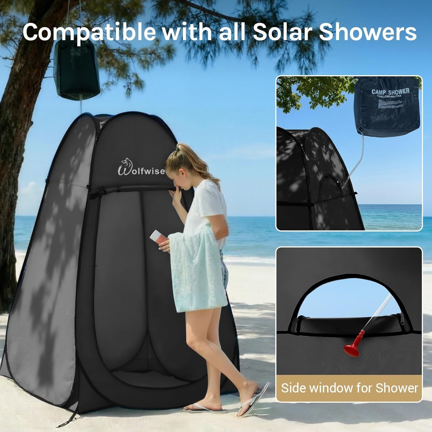 Pop Up Camping Toilet Shower Tent Black Privacy Changing