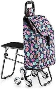 Portable Folding Stair Climber Shopping Trolley Lightweight Cart with Bag