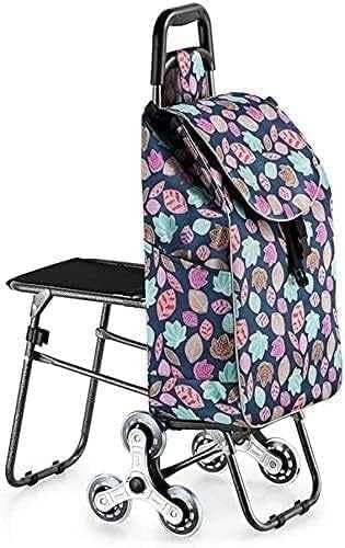 Portable Folding Stair Climber Shopping Trolley Lightweight Cart with Bag