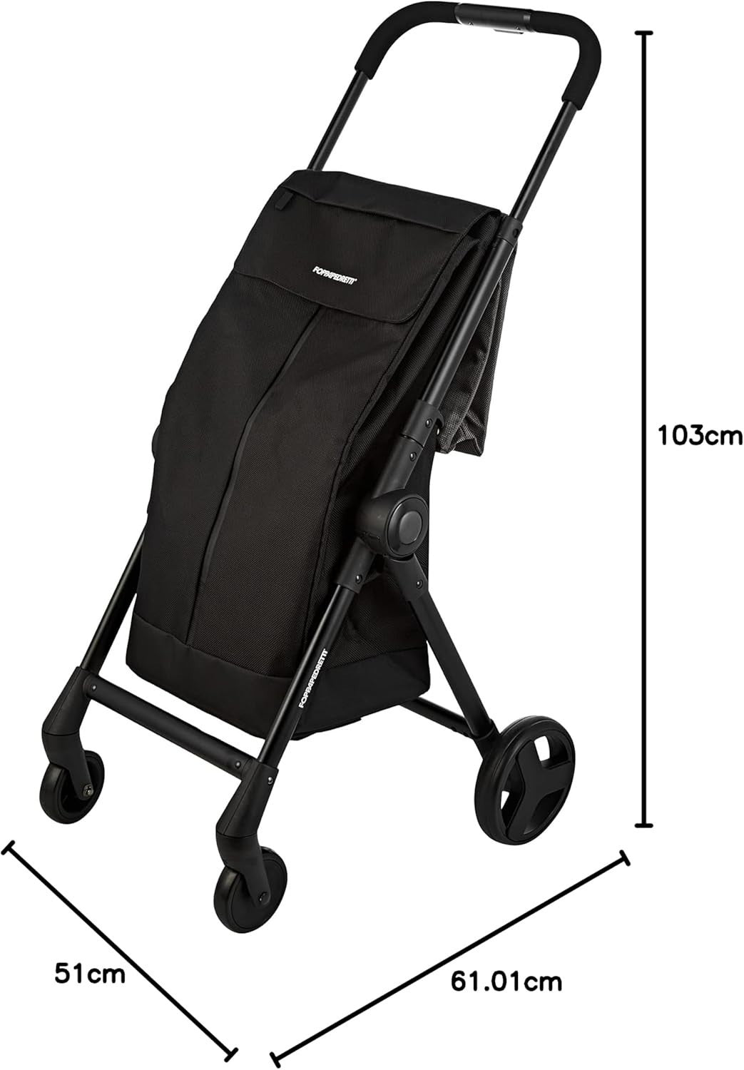 Folding Shopping Trolley 46L Bag Swivel Wheels Lightweight Aluminium Black