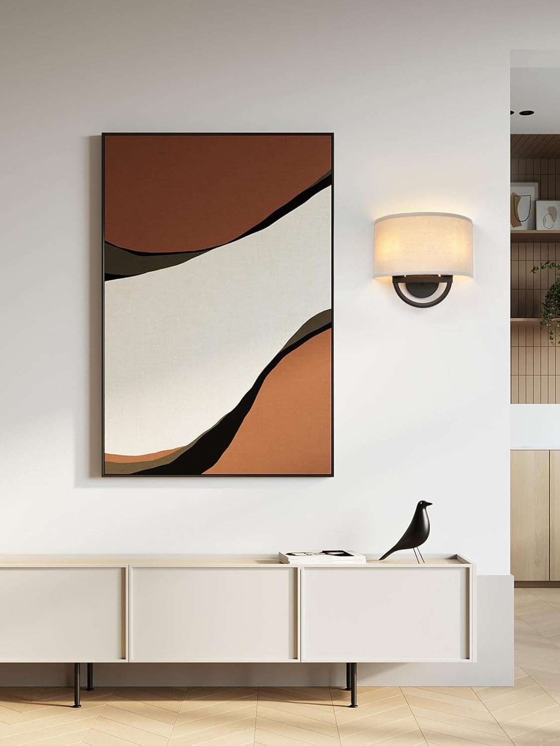2-Light Wall Sconce with Linen Shade, Retro Antique Look, Easy Install