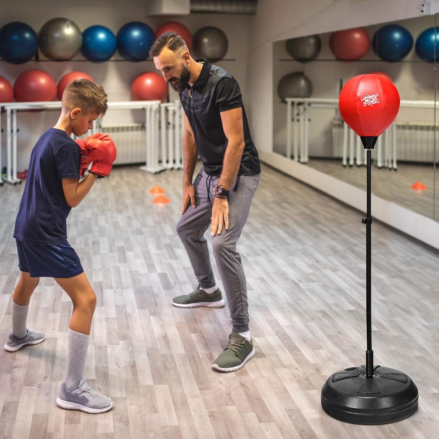 Adjustable Inflatable Boxing Ball Stand Kids Teens Adult Training Set