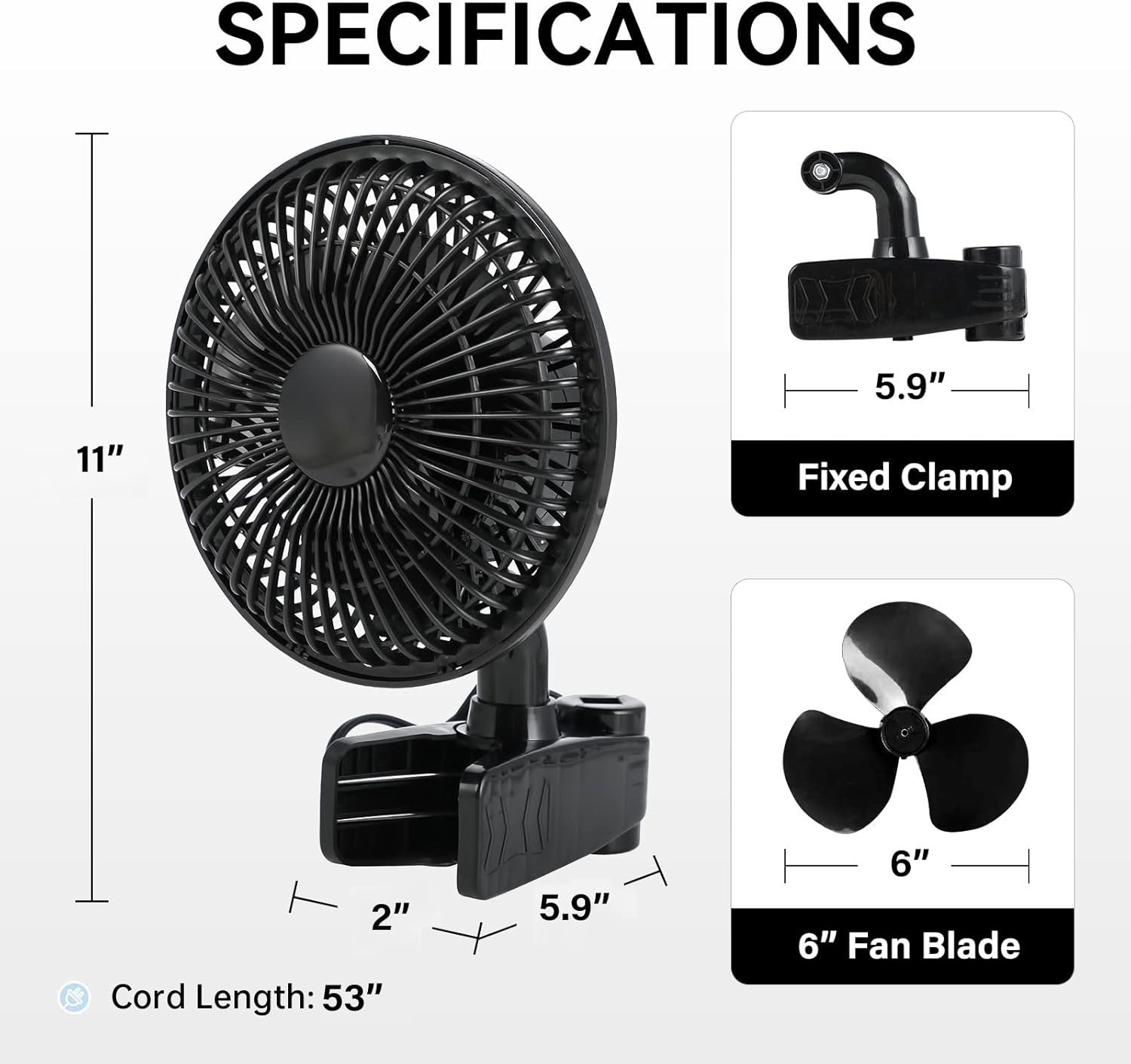 Two 6Inch Dual Clip Fans – Adjustable 90° Angle Quiet 2-Speed Desk or Wall Mount