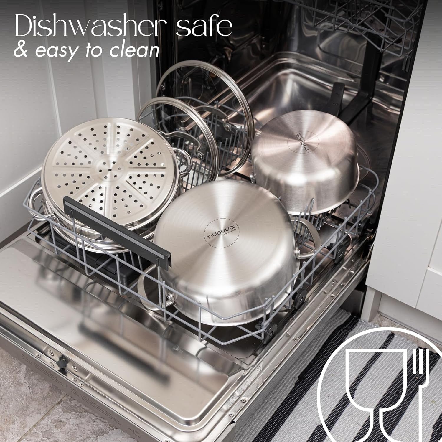 14pcs Stainless Steel Cookware Set Induction Pots Pans with Glass Lids Non Toxic