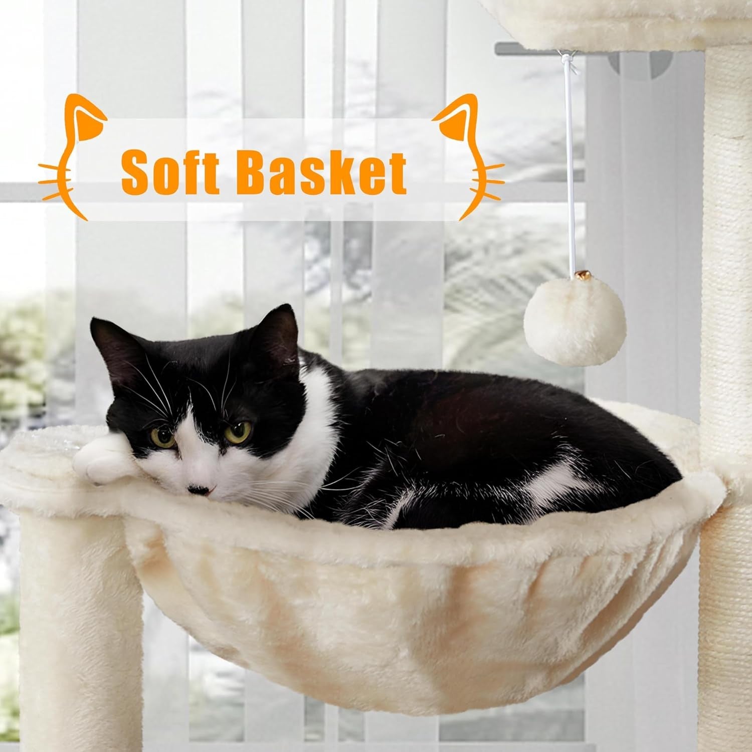 Cat Tree with Hidden Litter Box Enclosure Wooden Condo Tower Rustic Beige