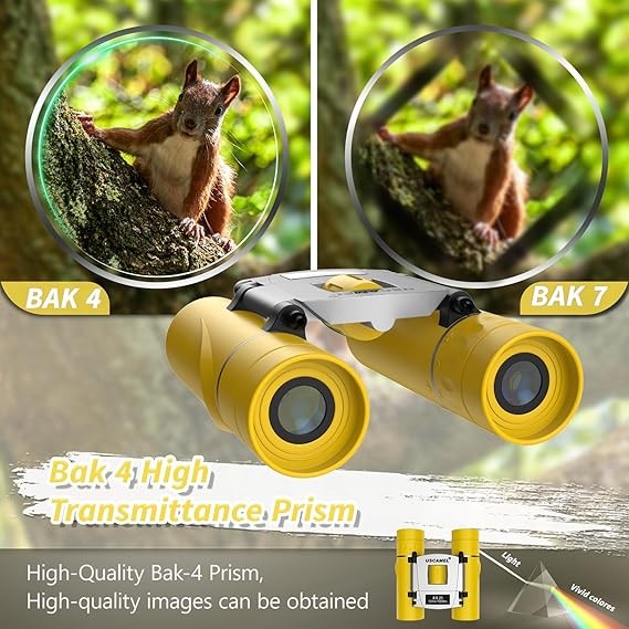 8x21 Waterproof Kids Compact Binoculars Mini Travel Bird Watching Yellow