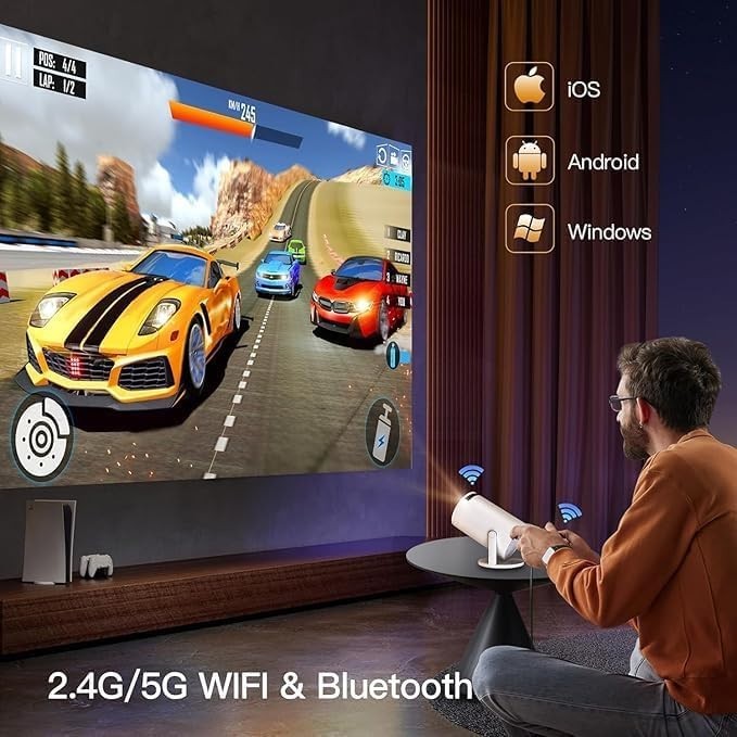 1080P WiFi Android Smart Projector 12000 Lumens 4K Support Portable