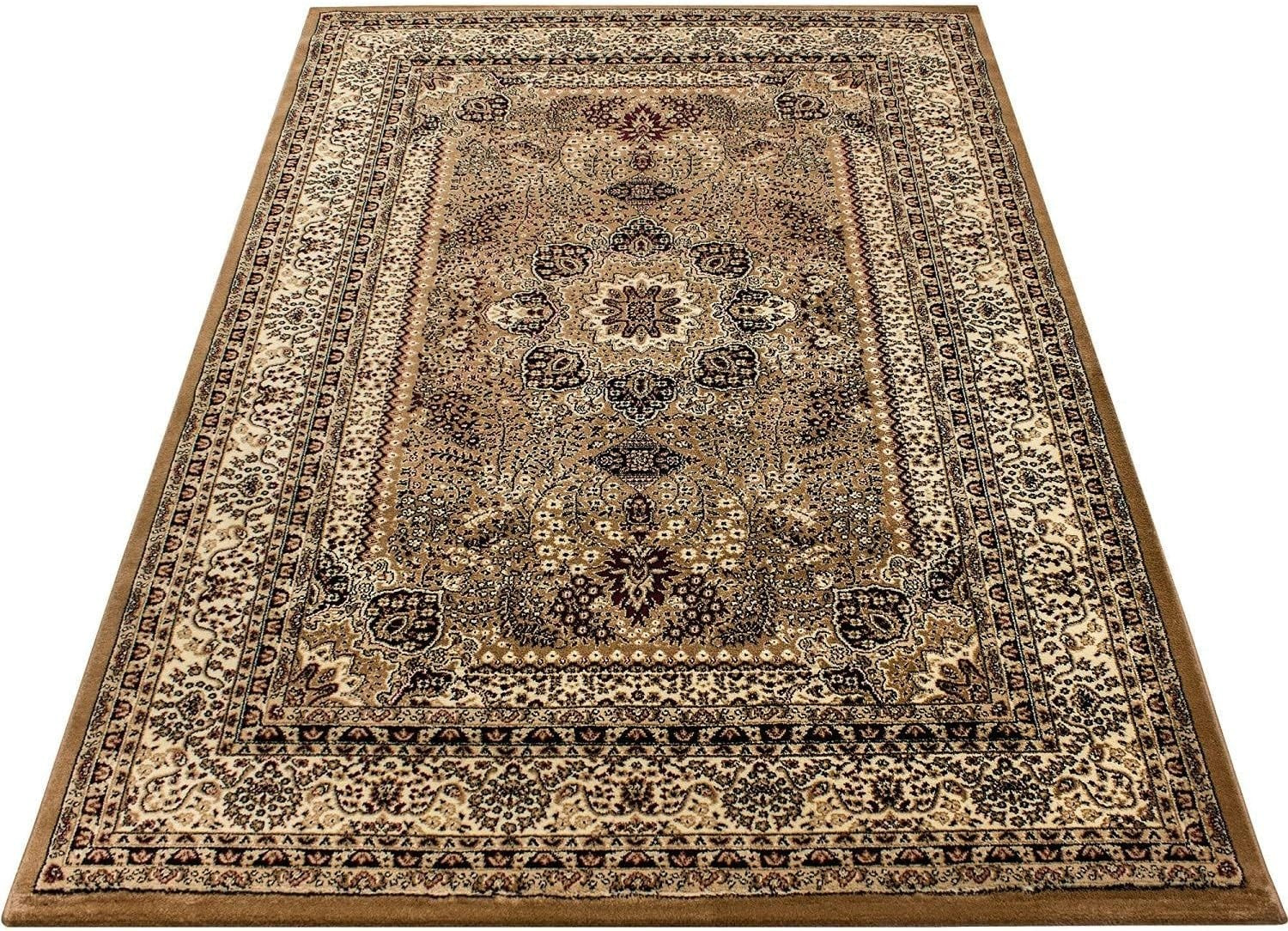 Beige Oriental Area Rug 160x230cm Soft Low Pile Classic Living Room Carpet