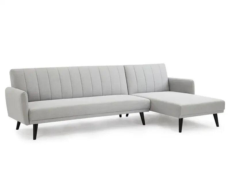 L Shape Sofa Bed Light Grey Fabric 3 Seater Clic Clac Modern Guest Couch