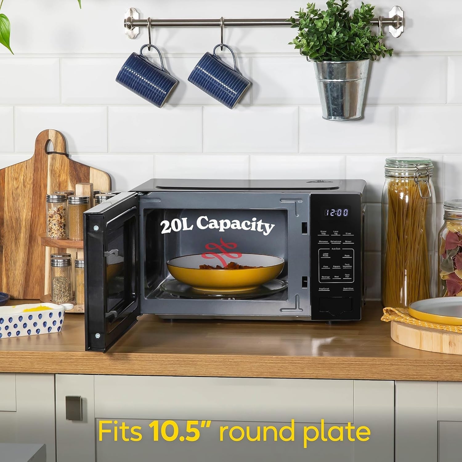 20L Digital Microwave 800W Touch Control 10 Power Levels Black
