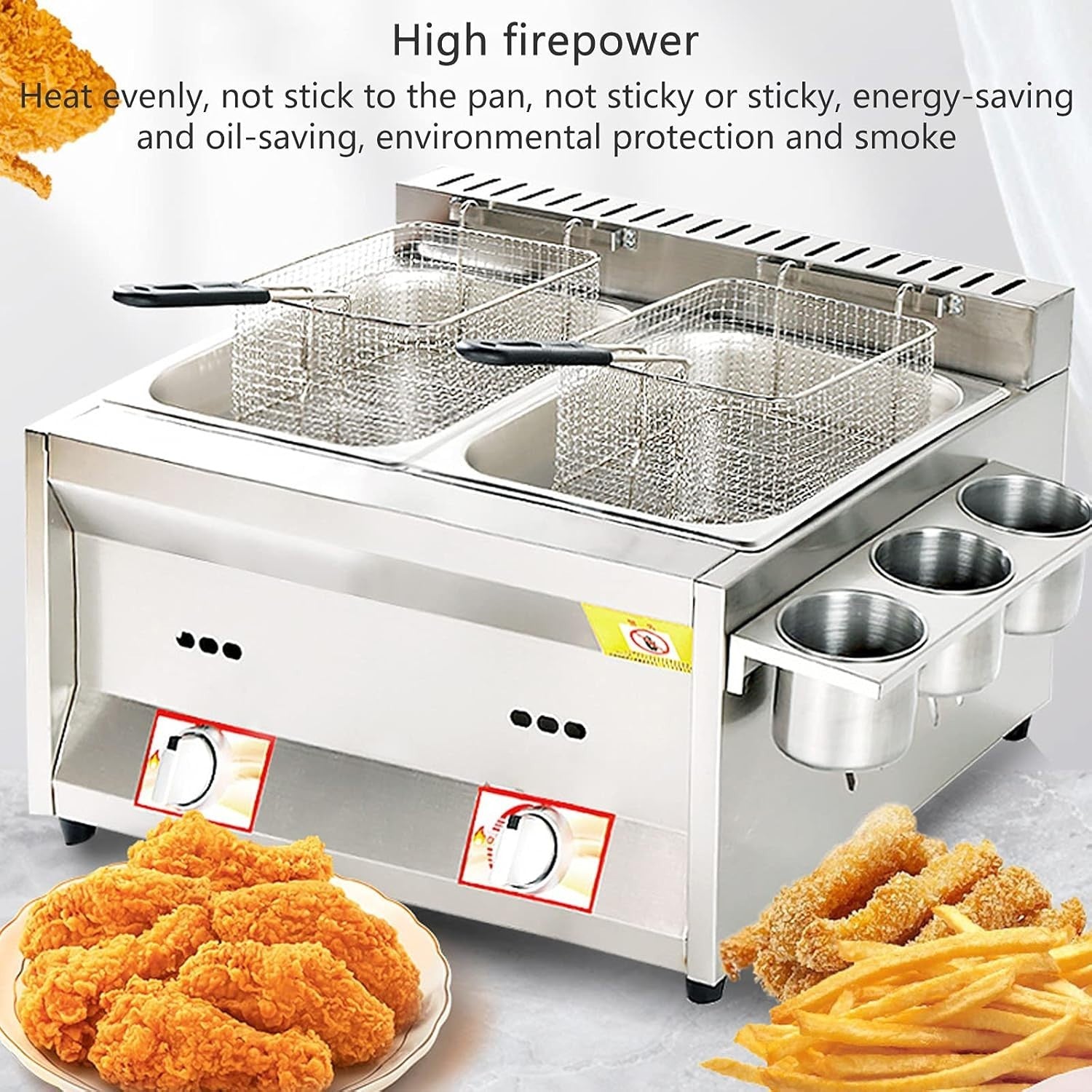 8L LPG Gas Deep Fryer Stainless Steel Countertop Adjustable Heat