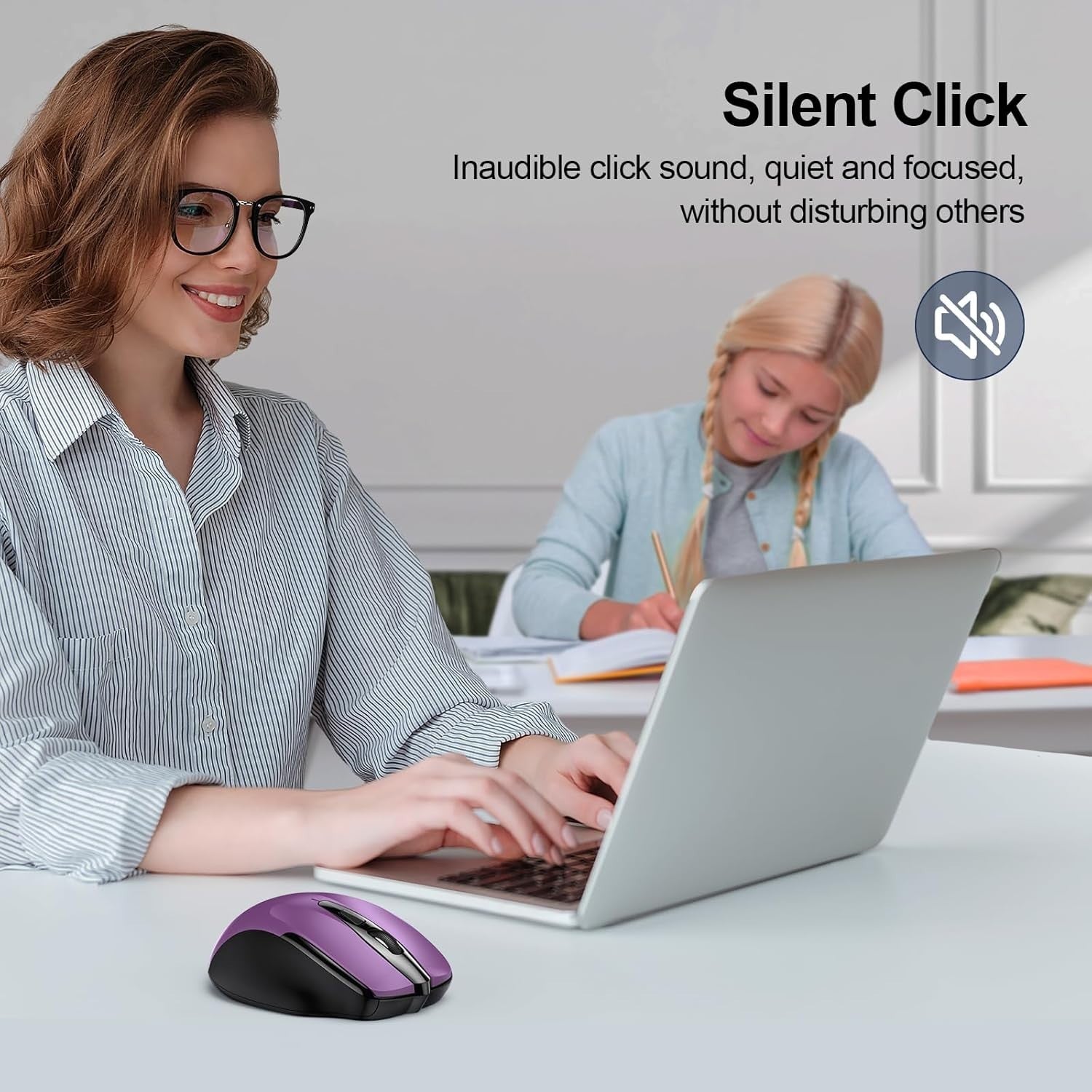 Quiet Bluetooth Wireless Mouse 4800DPI Ergonomic Rechargeable for Laptop PC