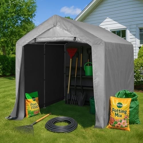Portable 2.4x2.4m Garden Bike Shed Tent Water-Resistant Outdoor Storage
