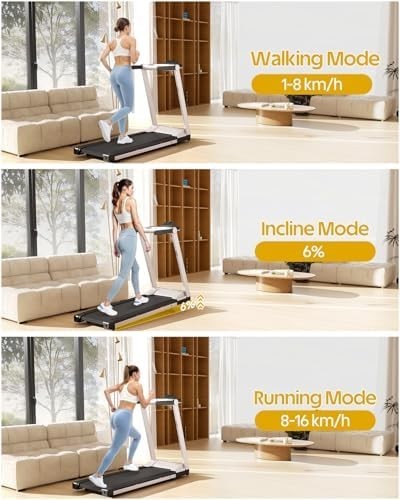 Foldable Treadmill 112x42cm 159kg Heavy Duty 16km/h 6% Incline Running Machine