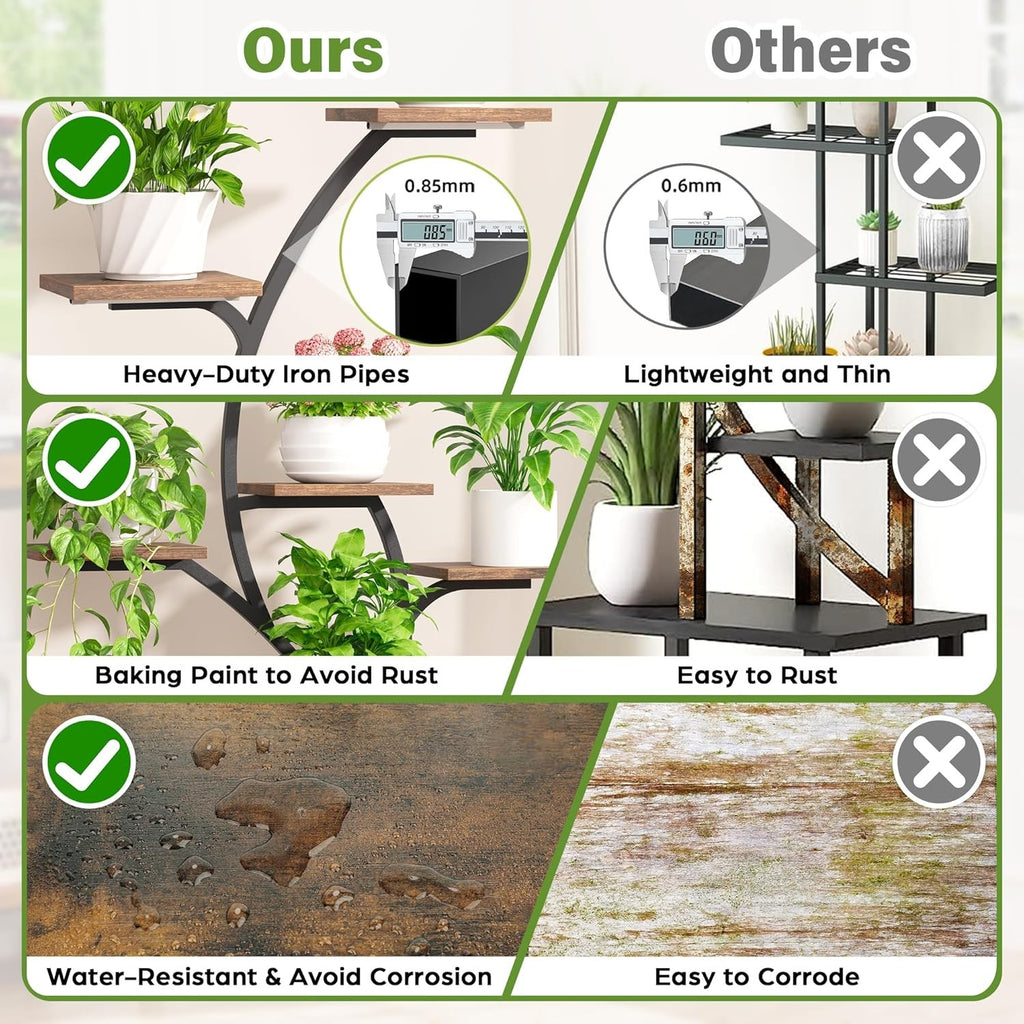 7 Tier Metal Plant Stand with Grow Lights Indoor Corner Tall Flower Shelf Rack