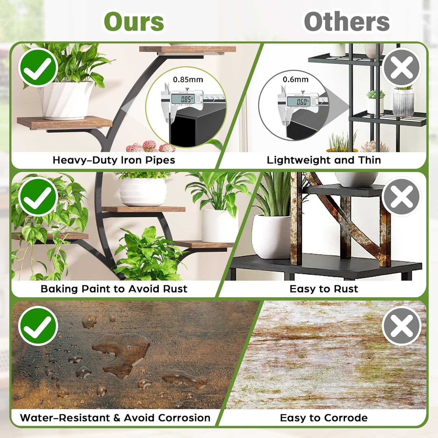 7 Tier Metal Plant Stand with Grow Lights Indoor Corner Tall Flower Shelf Rack