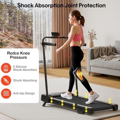 Folding Incline Treadmill with RGB Lighting Quiet 4-in-1 Walking Pad Home Gym