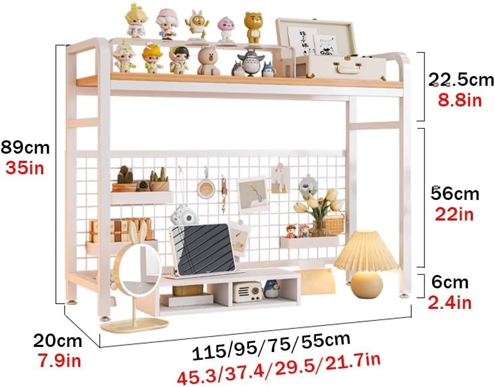 Desktop Bookshelf 45" Desk Hutch Organizer Adjustable Shelf Rack Black